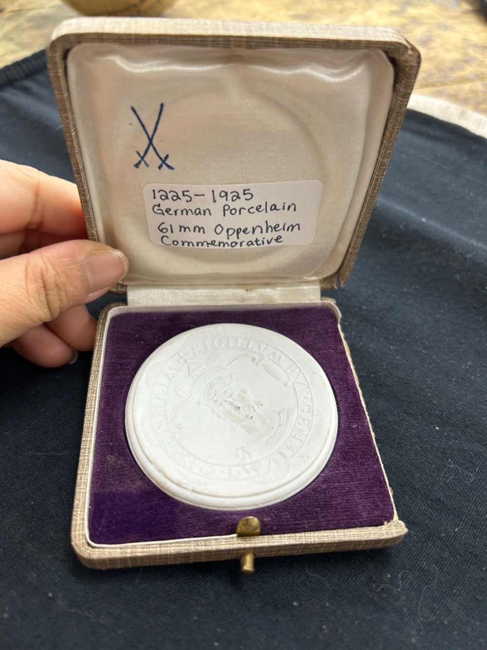 1225-1925 German Porcelain 61mm Oppenhein Commemorative